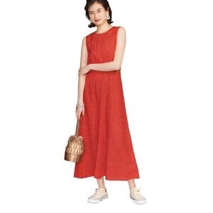 BEACHLUNCHLOUNGE Red Midi Dress White Star Print Cut-out Back Midi - Size M -